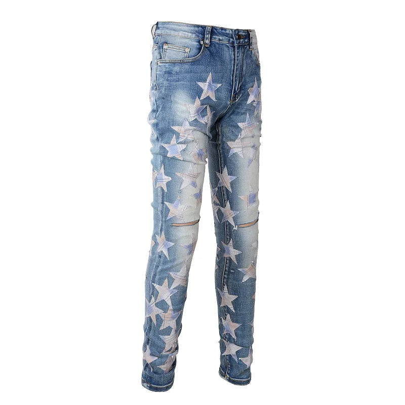 Pattern Stars Skinny Jeans