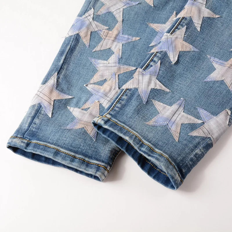 Pattern Stars Skinny Jeans