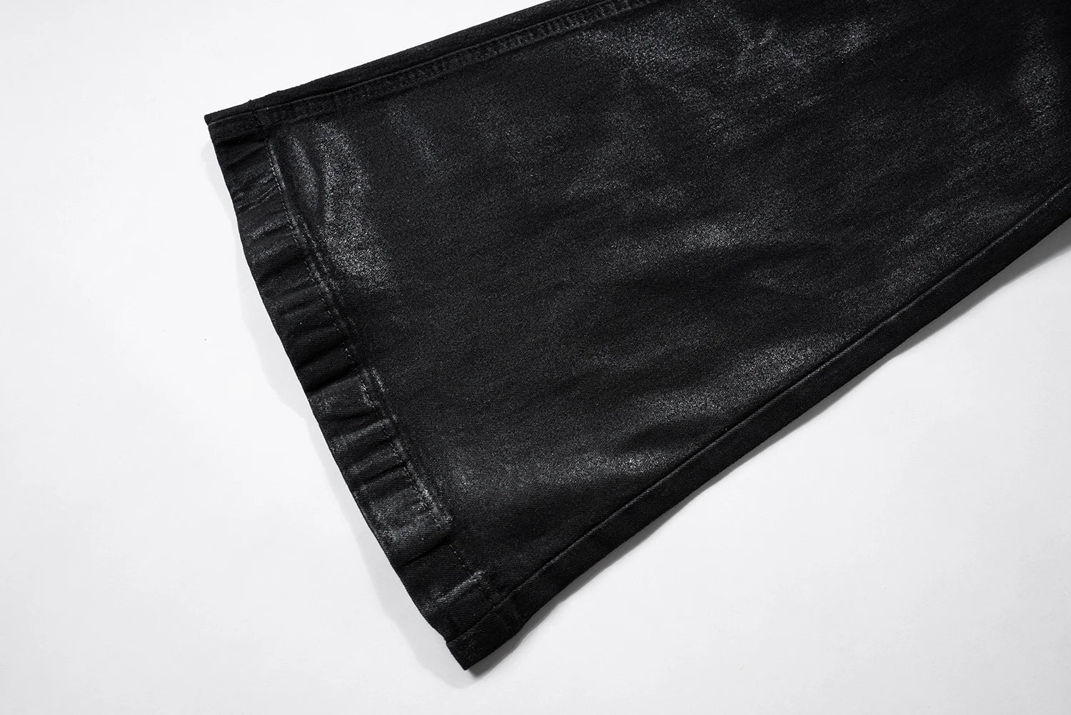 Black Patched Cerated Stacked Jeans