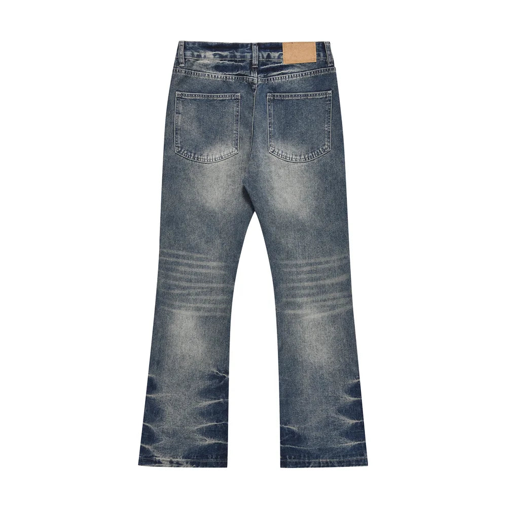 Folded Blue Flared Jeans