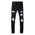 White Patchwork Skinny Jeans