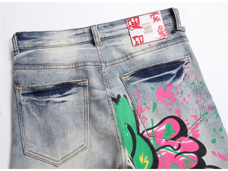 Street Graffiti Slim Fit Jeans