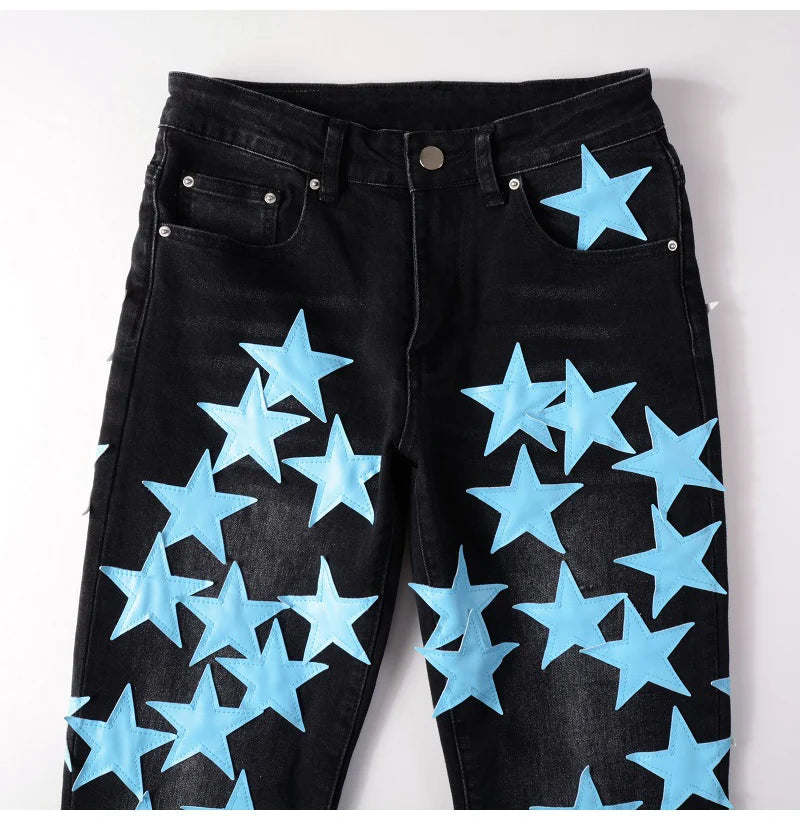 Light Blue Stars Skinny Jeans