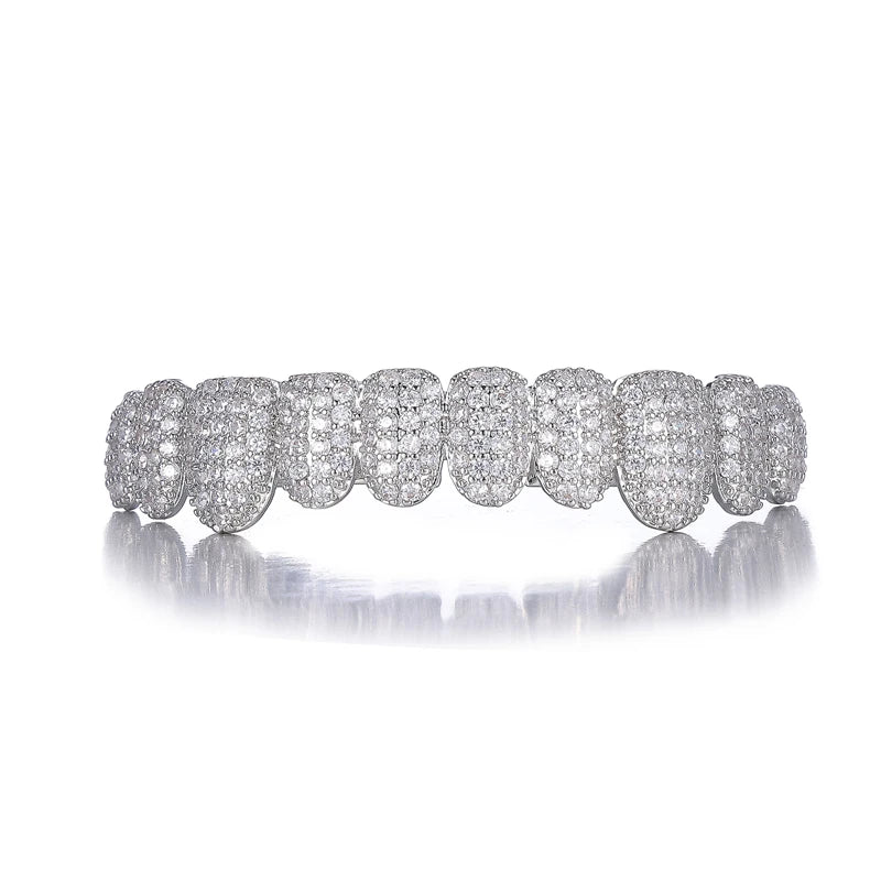 D&Z Hip Pop Bling Cubic Zircon Teeth Grillz Set For Unisex Top Bottom Mouth Removable Dental Gold Silver Color Fashion Jewelry