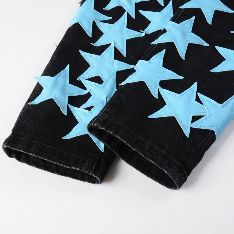 Light Blue Stars Skinny Jeans