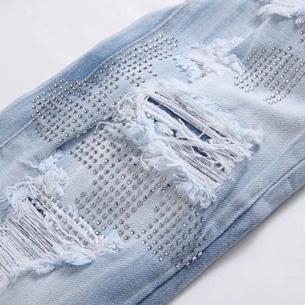 Diamond Ripped & Repaired Slim Fit Jeans