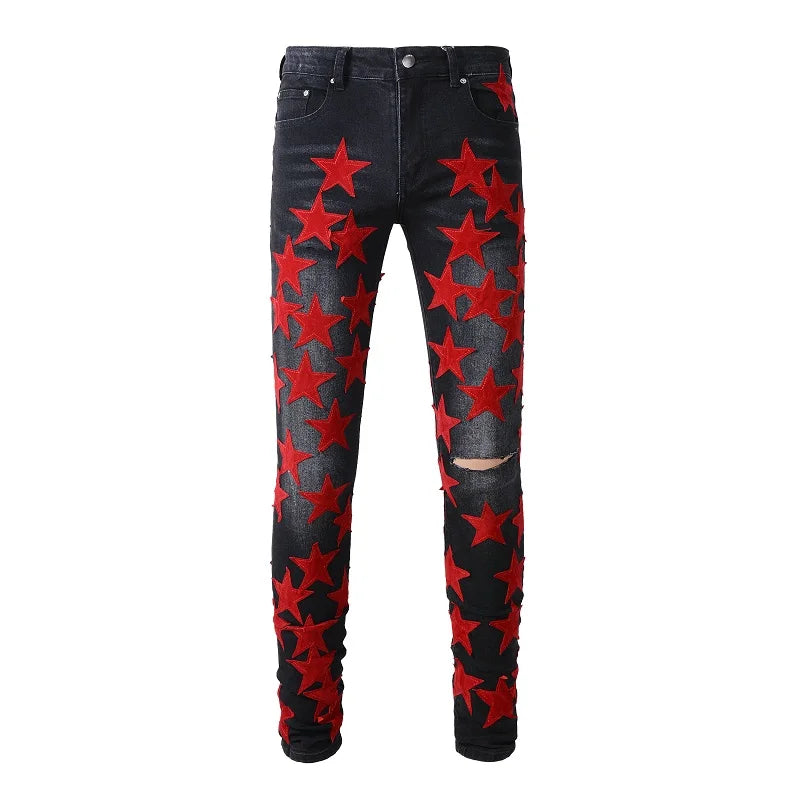 Red Stars Skinny Jeans