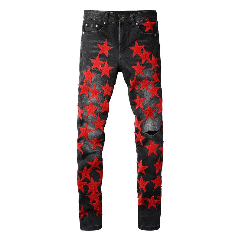 Red Stars Skinny Jeans