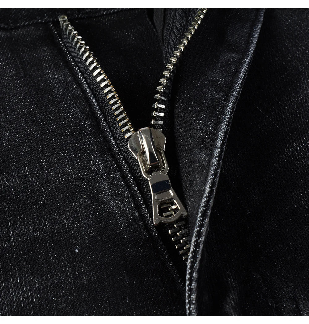 Diamond Patchwork Black Skinny Jeans