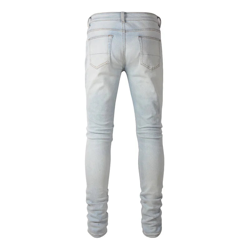 Pure White Patchwork Skinny Jeans