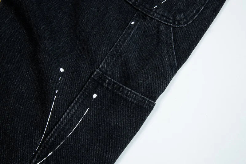 Splattered Paint Black Flared Jeans