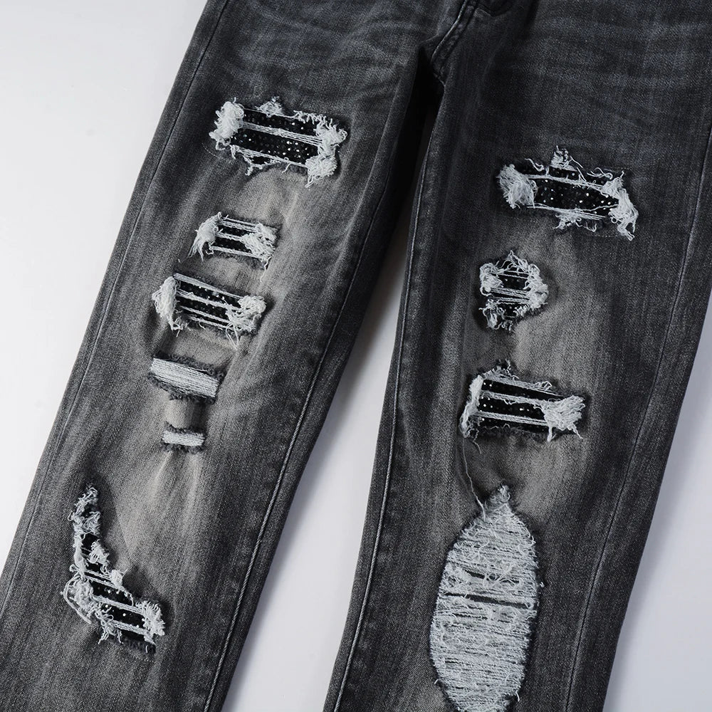 Black Diamond Painted Gray Skinny Jeans