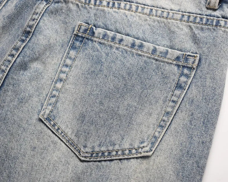 Splattered Paint Light Gray Flared Jeans