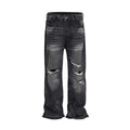 Gray Ripped Flared Jeans
