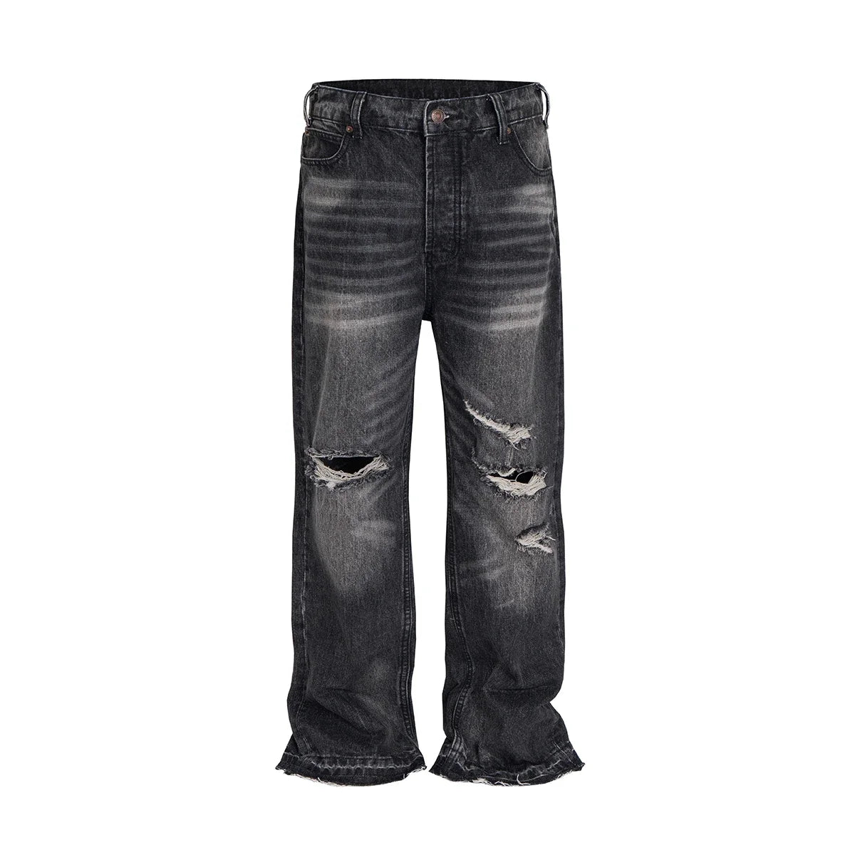 Gray Ripped Flared Jeans