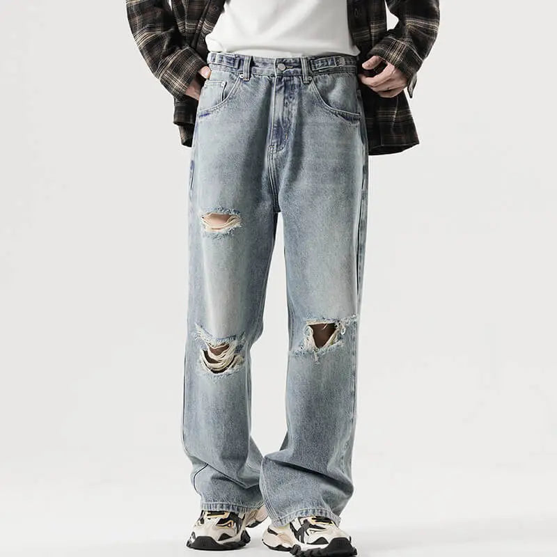 Ripped Knee Relaxed Loose Jeans