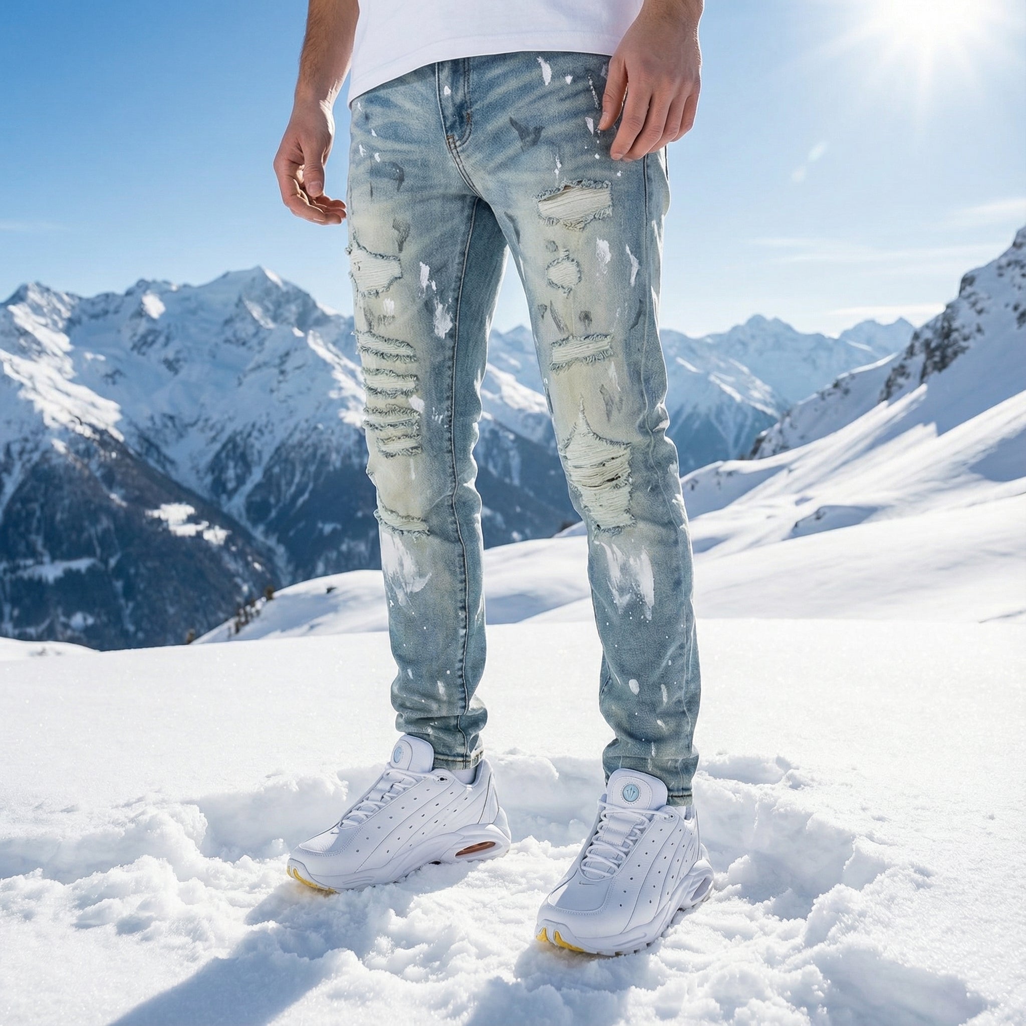 Tapered Ripped Skinny Jeans