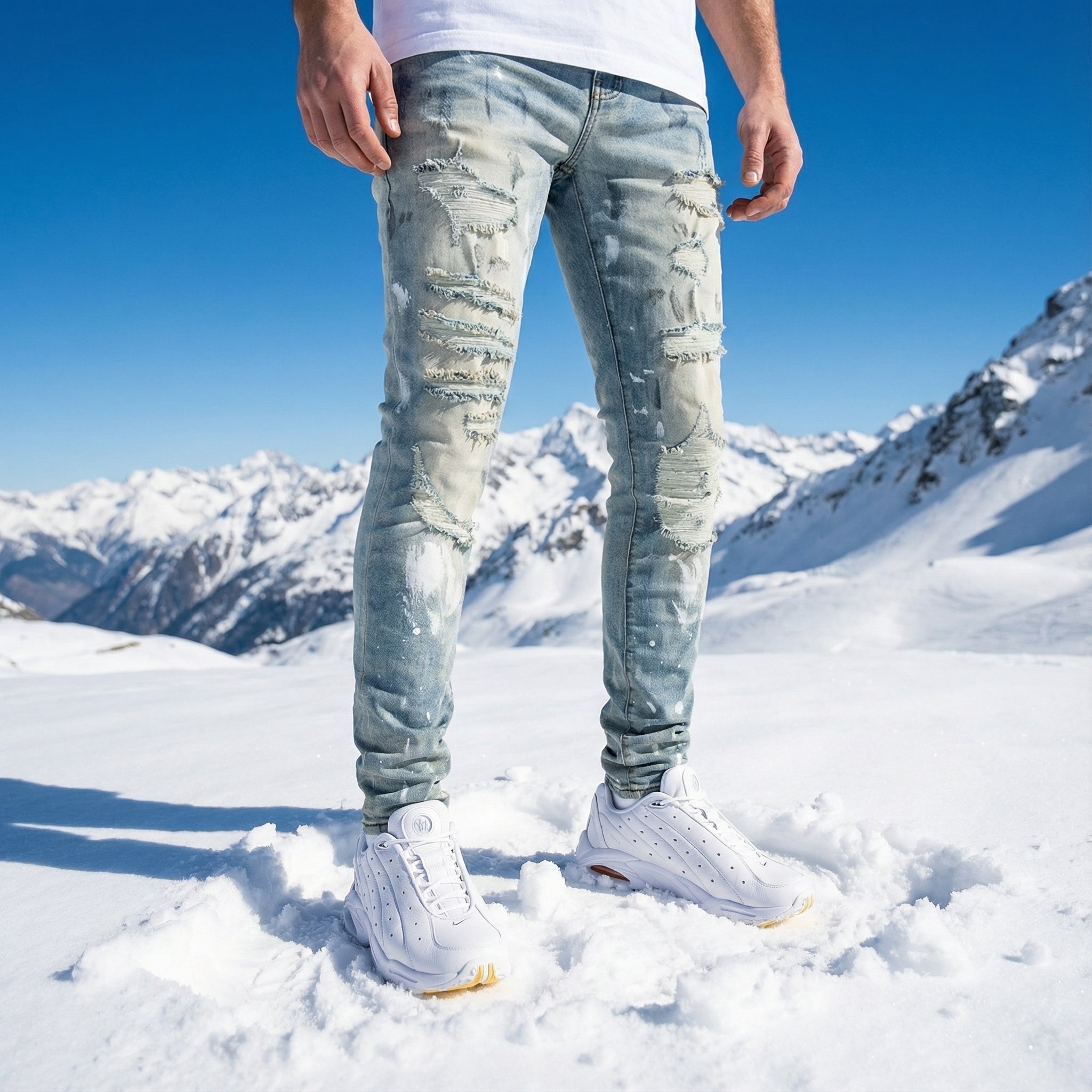 Tapered Ripped Skinny Jeans