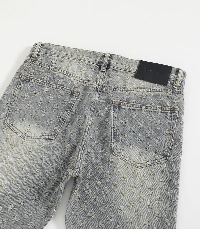 Vintage Blue Jacquard Slim Fit Jeans