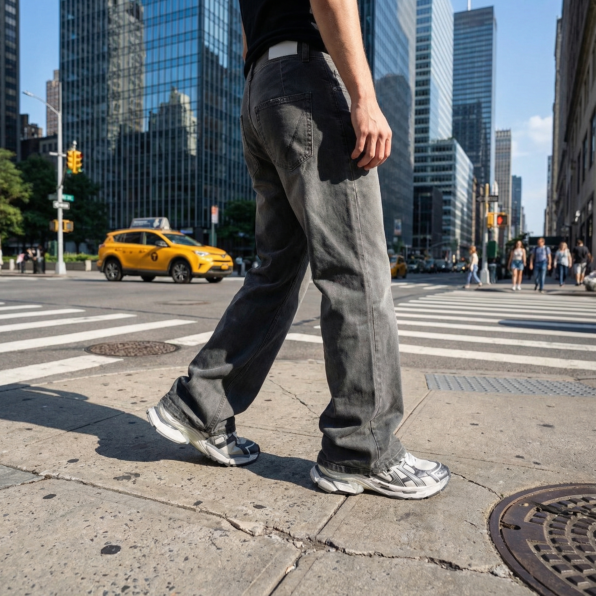 Washed Gray Stacked Jeans