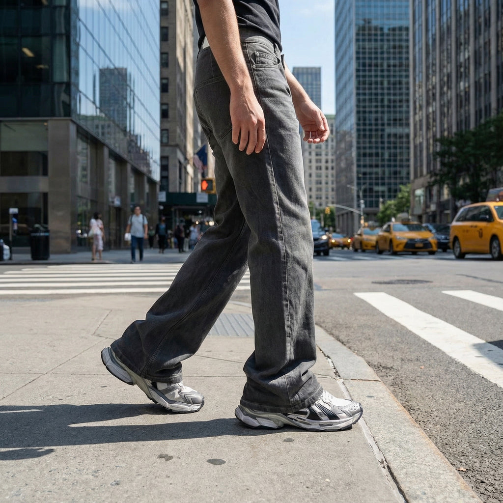 Washed Gray Stacked Jeans