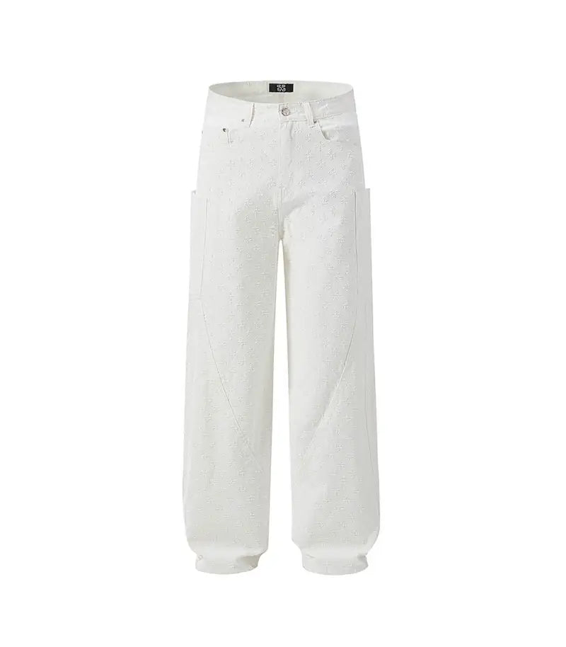 White Monogram Relaxed Jeans