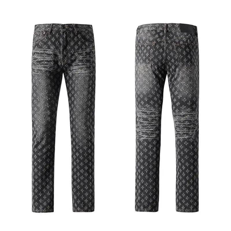 Black Jacquard Slim Fit Jeans