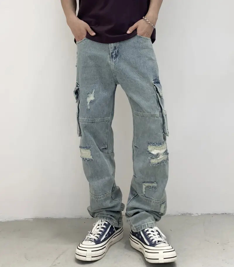 Ripped Relaxed Cargo Jeans