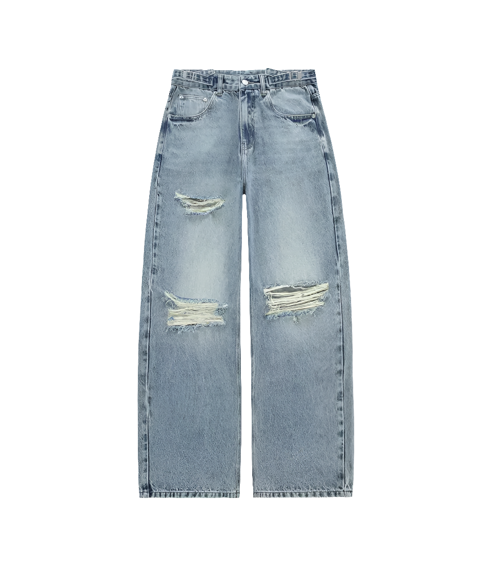 Ripped Knee Relaxed Loose Jeans