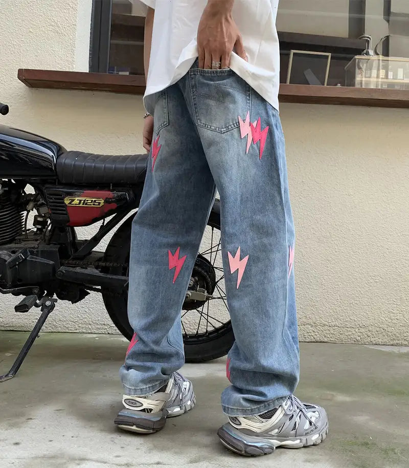 Pink Lightning Relaxed Jeans