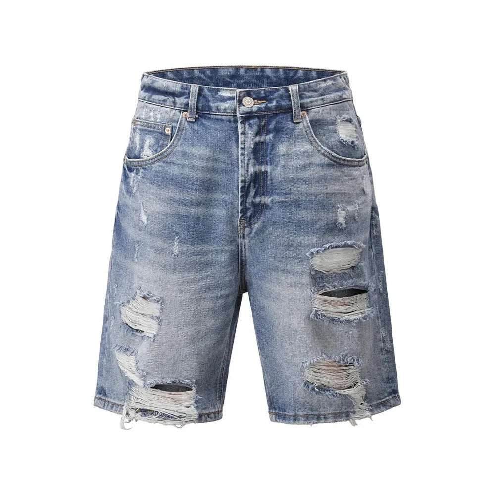 Ripped & Scraped Blue Jorts
