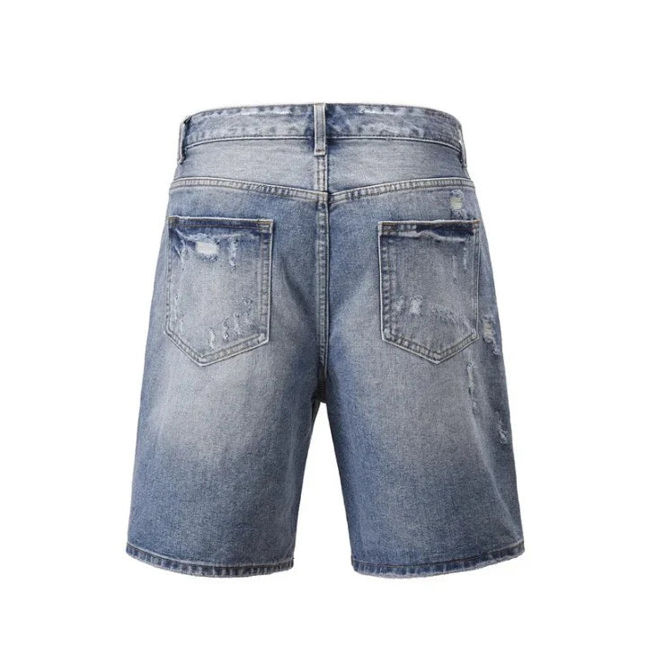 Ripped & Scraped Blue Jorts