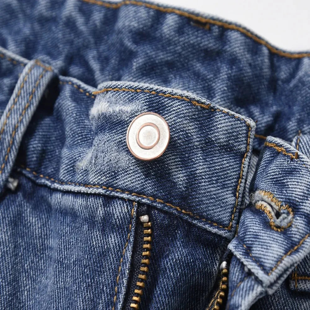 Ripped & Scraped Blue Jorts