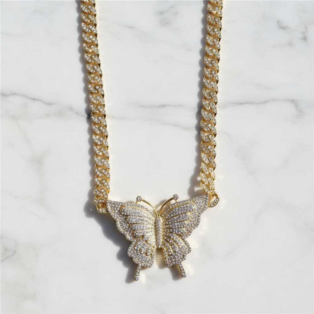 Pendente Iced-out "Farfalla"