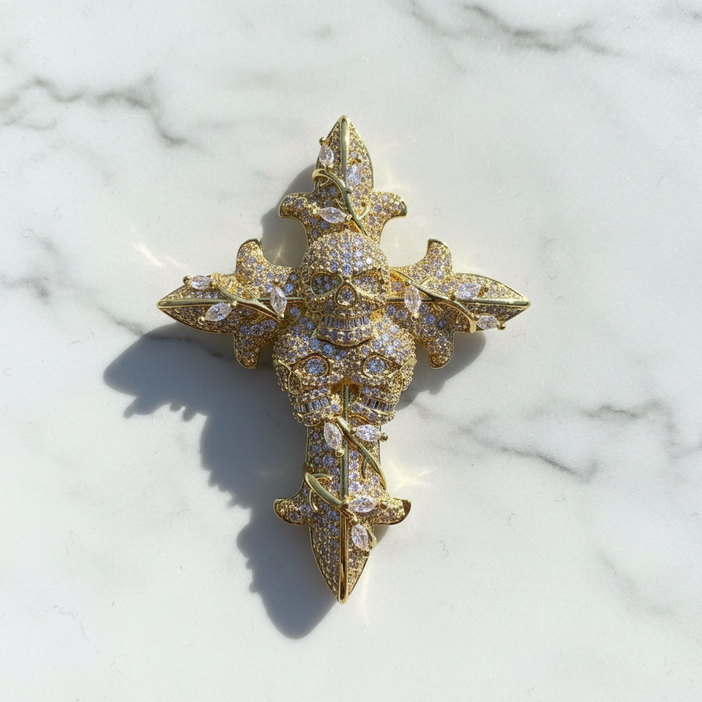 Pendente Iced-out croce "Sacra Morte"