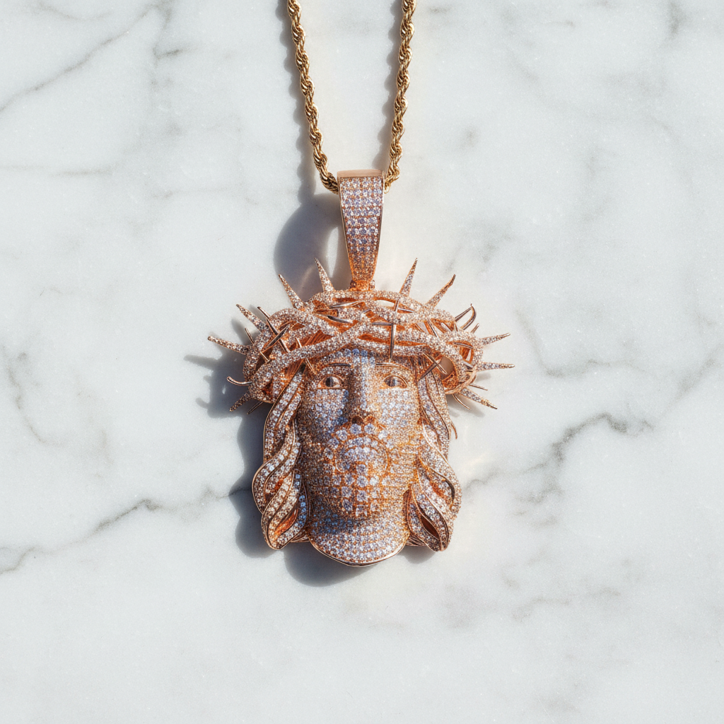 Pendente Iced-out Jesus Piece "Corona di Spine"