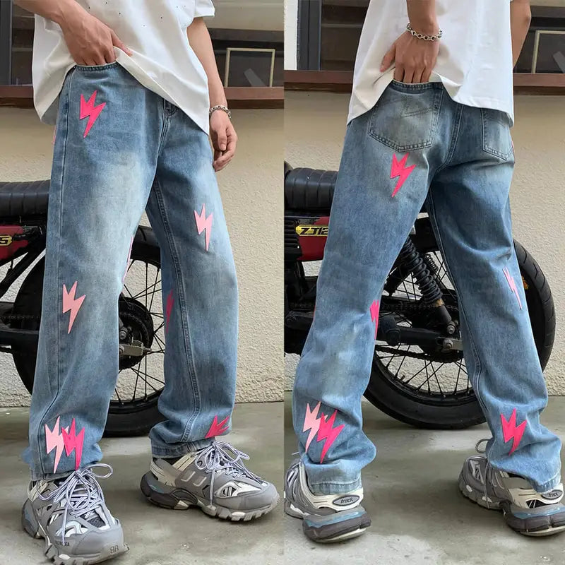 Pink Lightning Relaxed Jeans