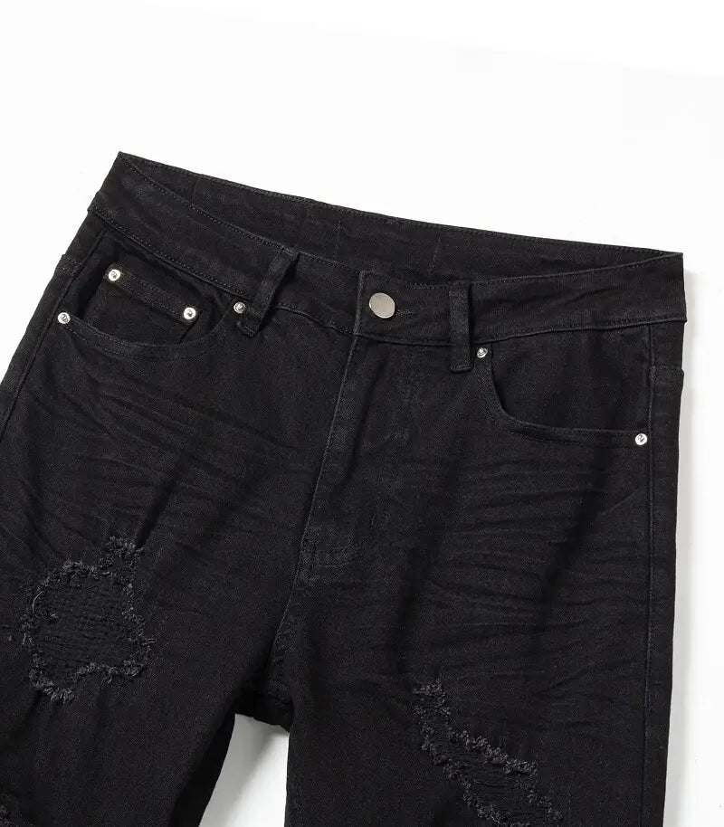 Ripped & Repaired Black Skinny Jeans