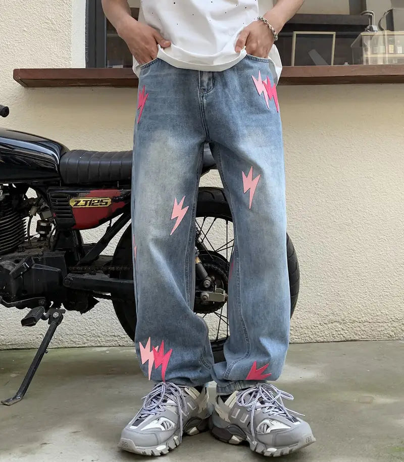 Pink Lightning Relaxed Jeans