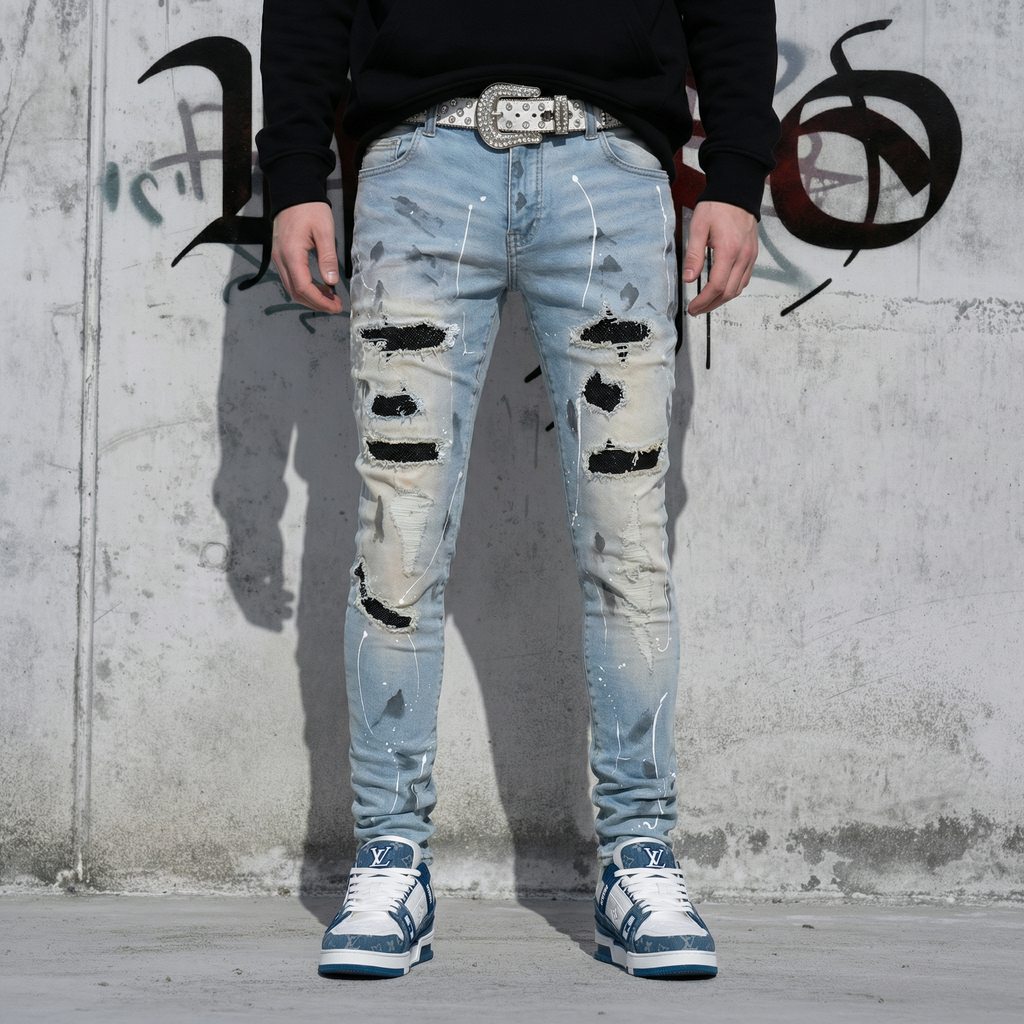 Black Diamond Painted Skinny Jeans