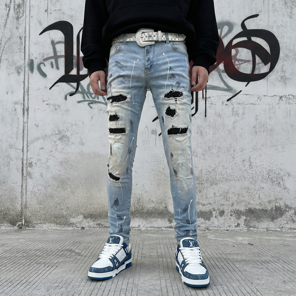 Black Diamond Painted Skinny Jeans
