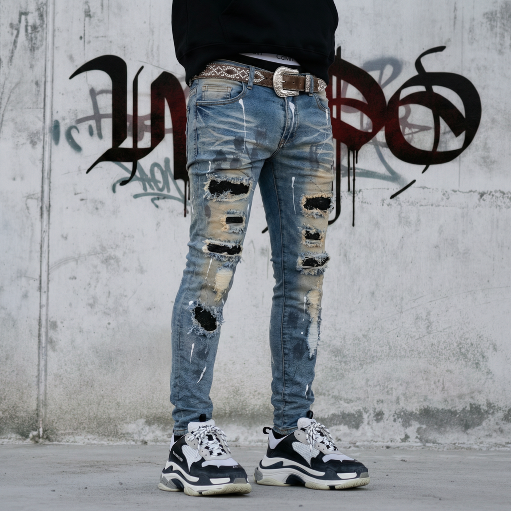 Black Diamond Painted Slim Fit Jeans