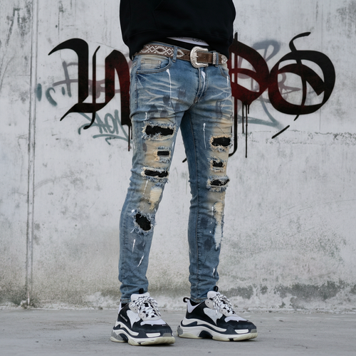 Black Diamond Painted Slim Fit Jeans