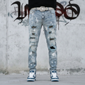 Black Diamond Painted Light Blue Skinny Jeans