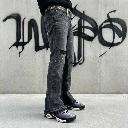 Black Cut Flared Jeans