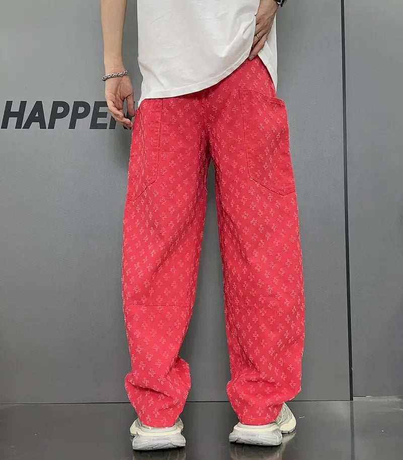 Red Monogram Relaxed Jeans