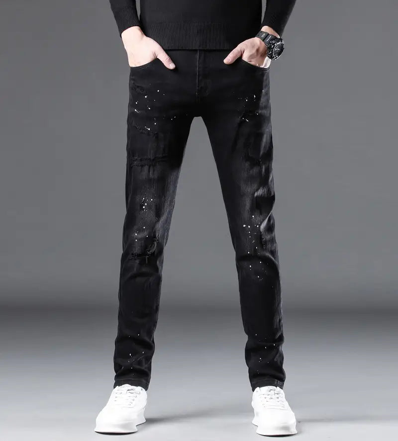 Black Painted Skinny Jeans